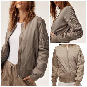 The Group by BABATON Modern Taupe GILMAN Zippered Pockets Bomber Jacket
